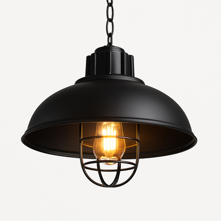 Suspension industrielle rétro en cage métallique noire — LZ4X9P