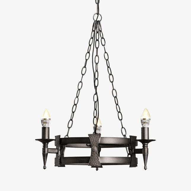 Suspension retro LED avec chaines et abat-jour métal