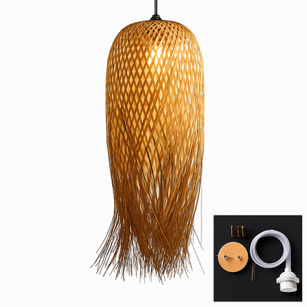 Suspension ronde en bambou tressé style japonais — LZ4X9P2