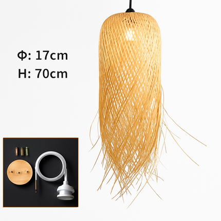 Suspension ronde en bambou tressé style japonais — LZ4X9P2