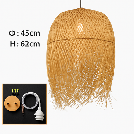 Suspension ronde en bambou tressé style japonais — LZ4X9P2