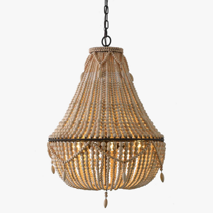 Suspension bohème artisanale en bois massif — LZ4X9T2
