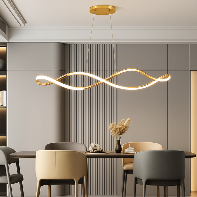 Suspension LED moderne avec télécommande et contrôle APP L92cm Or/Chrome/Noir — LZ4P9XQ