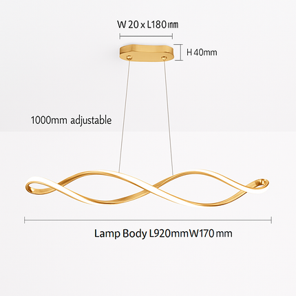 Suspension LED moderne pour salon et salle à manger avec télécommande Or/Chrome/Noir L92cm — LZ4X7P