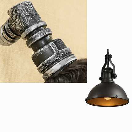 Suspension vintage avec abat-jour en fer et cage métallique — LZ4X9T