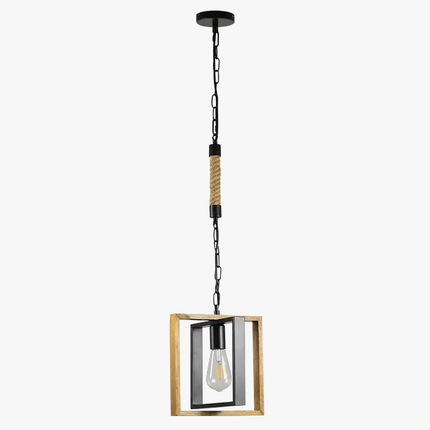 Suspension vintage en bois et métal style restaurant américain — LZ4X9P2