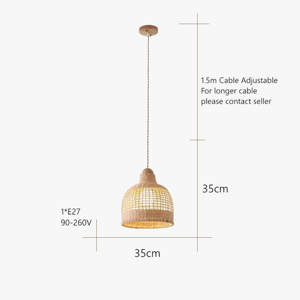 Suspension bambou tressage vigne style wabi sabi rétro personnalisé — LZ4X9P