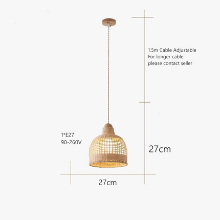 Suspension bambou tressage vigne style wabi sabi rétro personnalisé — LZ4X9P
