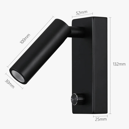 Applique murale de lecture avec gradateur et spot orientable en nickel noir — LZ4P9X