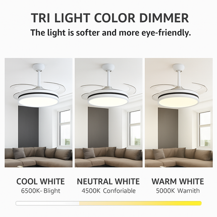 Ventilateur de plafond invisible avec lustre lumineux suspendu — LZ4P9XQ