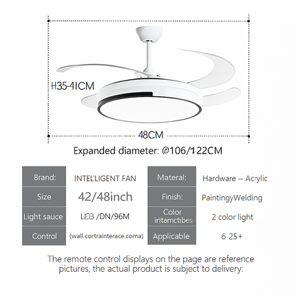 Ventilateur de plafond invisible avec lustre lumineux suspendu — LZ4P9XQ