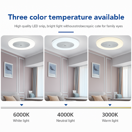 Ventilateur de plafond LED avec lustre et télécommande intégrée — LZ7D9X