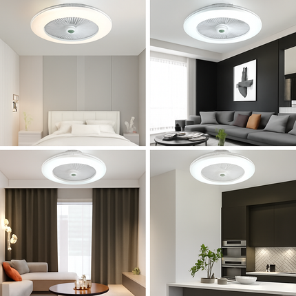 Ventilateur de plafond LED avec lustre et télécommande intégrée — LZ7D9X