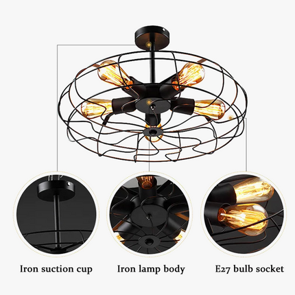 Plafonnier ventilateur suspension style loft rétro — LZ4X9P2