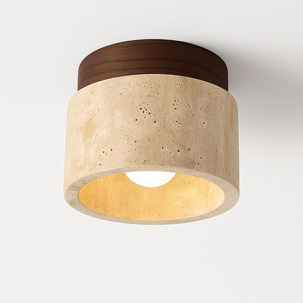 Plafonnier Wabi Sabi en marbre jaune travertin pour hall et couloir — LZ4X9M2