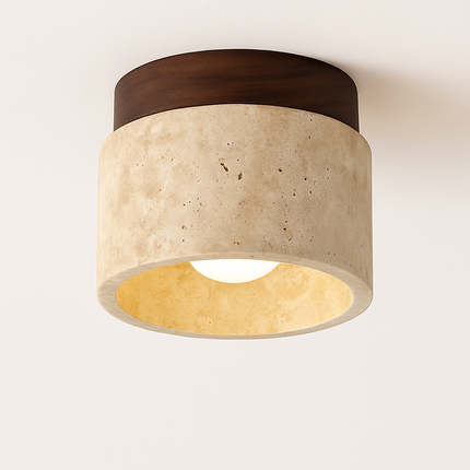 Plafonnier Wabi Sabi en marbre jaune travertin pour hall et couloir — LZ4X9M2