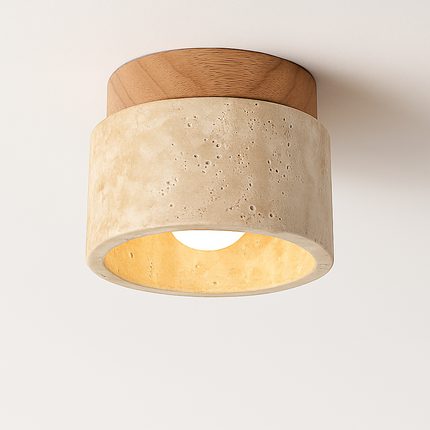 Plafonnier Wabi Sabi en marbre jaune travertin pour hall et couloir — LZ4X9M2